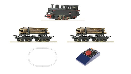 H0e Analog Start Set: Dampflokomotive mit Holzzug