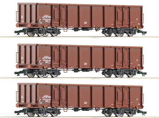 Set: 3-tlg. Offene Güterwagen, DR