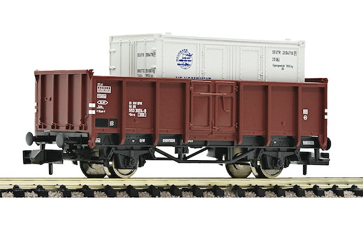 Offener Güterwagen Bauart Es mit Container, DR