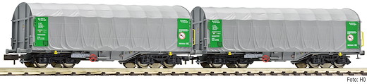2-tlg. Set Schiebeplanenwagen Bauart Shimms, SJ