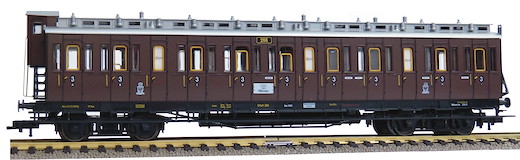 4-achsiger Abteilwagen 3. Kl. mit Zugschlussscheiben Bauart CC, K.P.E.V.