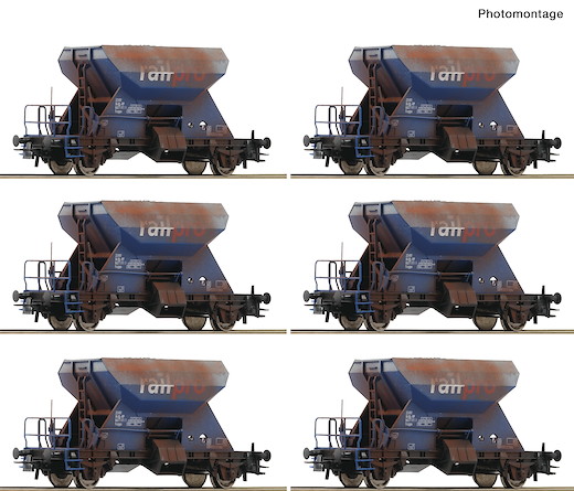 12-tlg. Display: Gealterte Schotterwagen, Railpro, Privatbahn
