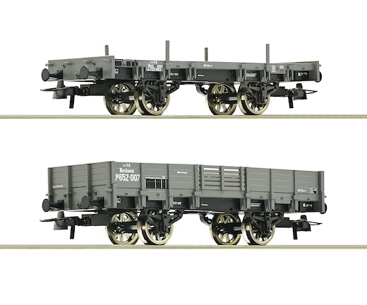 2-tlg. Set: Offene Güterwagen, kkStB
