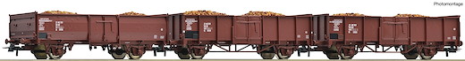 3-tlg. Set: Offene Güterwagen, DR