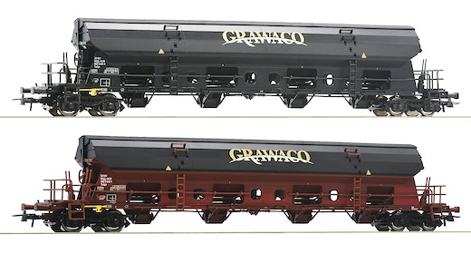 2-tlg. Set: Selbstentladewagen, Grawaco, Privatbahn