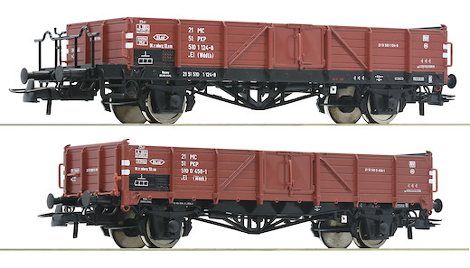 2-tlg. Set: Offene Güterwagen, PKP