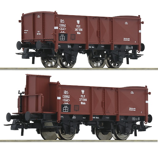 2-tlg. Set: Offene Güterwagen, PKP