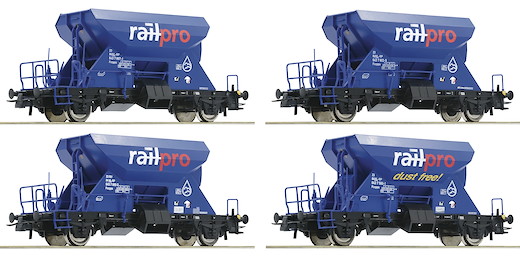 4-tlg. Set: Schotterwagen, Railpro, Privatbahn
