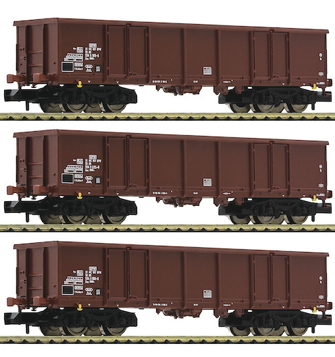 3-tlg. Set offene Güterwagen, DR