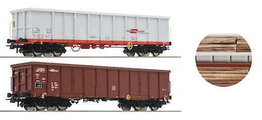 2-tlg. Set: Offene Güterwagen, ÖBB