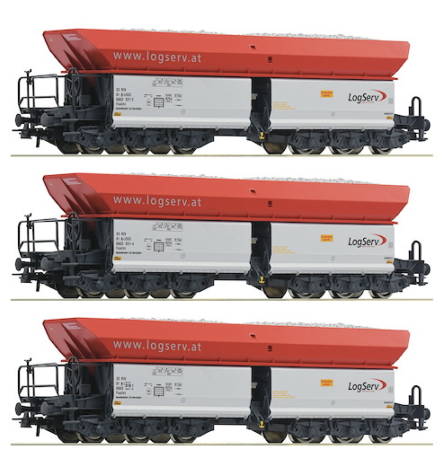 3-tlg. Set: Selbstentladewagen, Logserv, Privatbahn