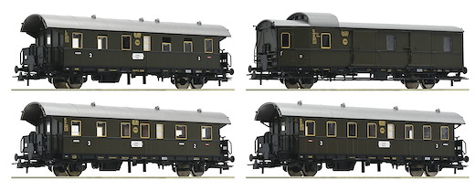 4-tlg. Set: Personenwagen „Donnerbüchse“, DRG