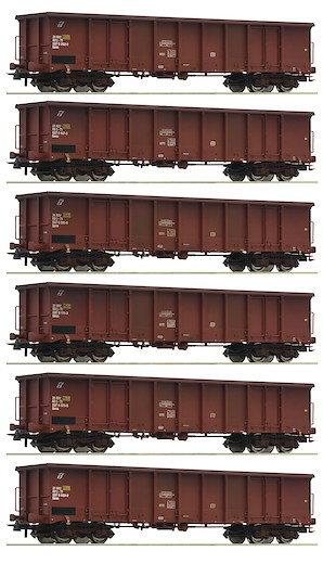 6-tlg. Display: Offene Güterwagen, FS