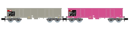 SBB 2 Hochbordwagen Eoas grau und pink mit Schrott