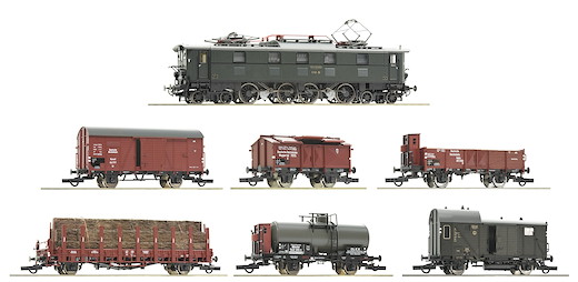 7-tlg. Set: Elektrolokomotive E 52 22 mit Güterzug, DRG