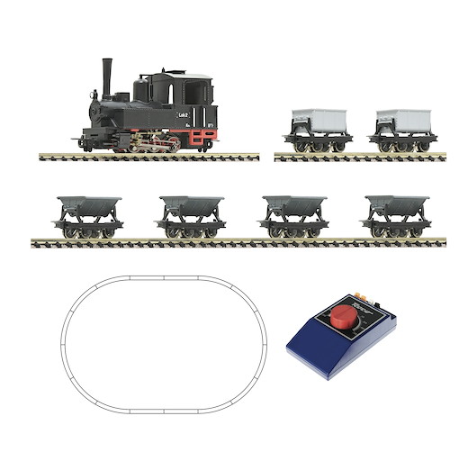 H0e Analog Start Set: Feldbahndampflokomotive mit Lorenzug, DR