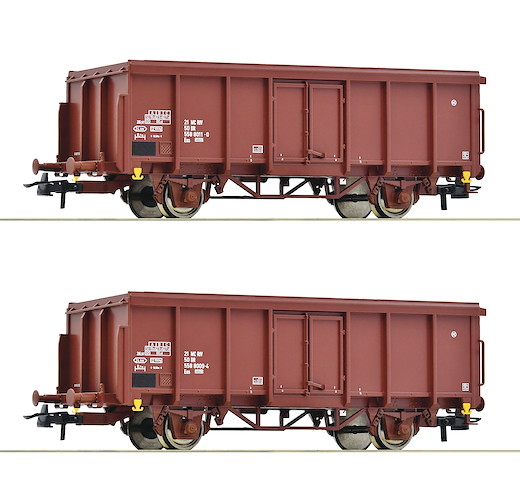 2-tlg. Set: Offene Güterwagen, DR