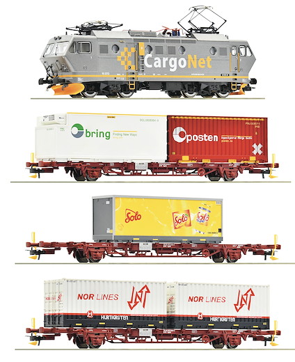 4-tlg. Set: Elektrolokomotive EL 16 mit Güterzug, CargoNet, NSB