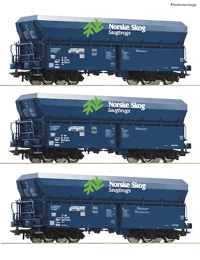 3-tlg. Set: Selbstentladewagen „Norske Skog“, Privatbahn
