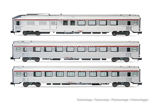 SNCF 3er-Set TEE Cisalpin Mailand – Paris 2/2 A4Dtux + A8u + A8tu silbrig, Ep.IV