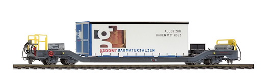 RhB Sbk-v 7701 Tragwagen mit Planenbehälter "Gasser"