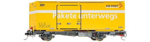 RhB Lb-v 7856 mit Postcontainer 300 'Pakete unterwegs'