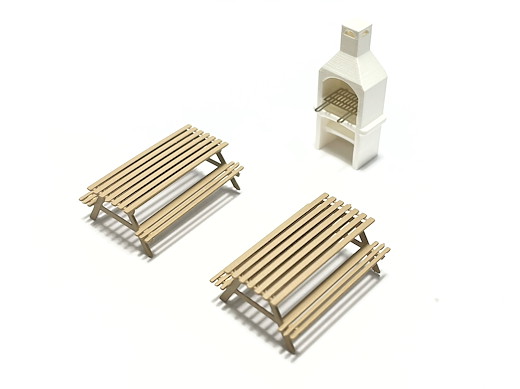 Gartengrill mit 2 Picknick Tischen