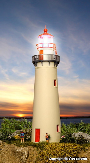 H0 Leuchtturm mit LED-Feuer