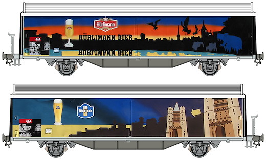 SBB Schiebewandwagen Hbils-vy Hürlimanbier / Warteck