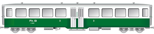 RhB Mitteleinstiegwagen mittelschwere Bauart C2321 grün/weiss