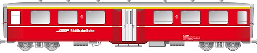 RhB Mitteleinstiegwagen mittelschwere Bauart A1222 rot RhB Schriftzug
