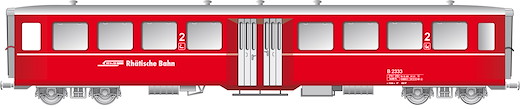 RhB Mitteleinstiegwagen mittelschwere Bauart aussen glatt B2333 rot