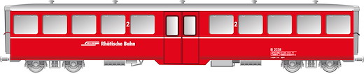 RhB Mitteleinstiegwagen leichte Bauart aussen glatt B2338 rot