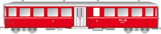 RhB Mitteleinstiegwagen Fliegender Rätier B2301 rot