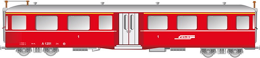 RhB Mitteleinstiegwagen Fliegender Rätier A1251 rot RhB Logo