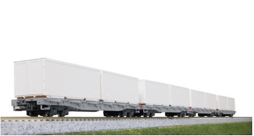 RhB Rungenwagen R-w mit railCar Container, 4 Wagen & 8 Container