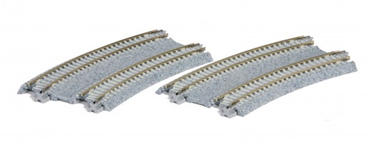 Übergang links + rechts, Gleis, 2-gleisig mit Betonschwellen R315 / 282-22,5° überhöht / 20-184