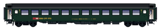 SBB UIC-X Bm grün, Dach grau, Logo alt Ep. IVb