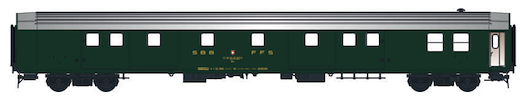 SBB UIC-X Dms grün, Dach grau, Logo alt Türgen beige