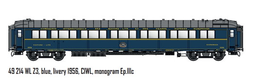 Z3, blau, Farbgebung 1956, CIWL, Monogramm  /  Ep. IIIC  /  CIWL  /  HO  /  DC  /  1 P.