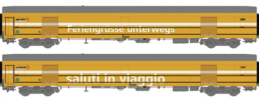PTT 2er Set Postwagen ex SNCF Ep V DC, SBB