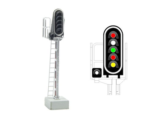 SNCF - Hauptsignal mit 6 LEDs (Rot/Weiss/Grün/Rot/Gelb/Weiss)