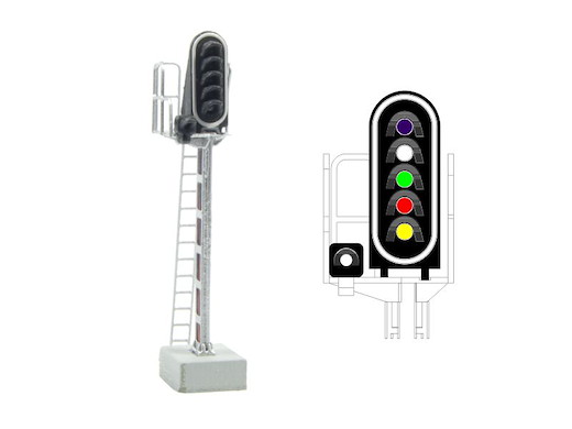 SNCF - Hauptsignal mit 6 LEDs (Violett/Weiss/Grün/Rot/Gelb/Weiss)