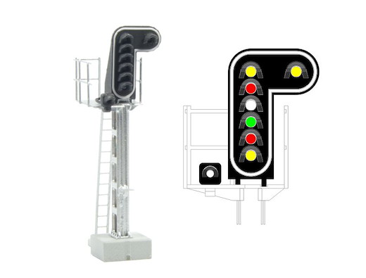 SNCF - Hauptsignal mit 8 LEDs (Doppelgelb/Rot/Weiss/Grün/Rot/Gelb/Weiss)