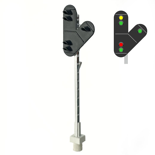 DSB I-SI-Signal 5 Lichter V-Form - Rechts (Gelb/Grün)