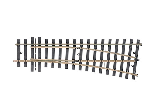 Weiche rechts Radius 1.394 mm. Abzweigwinkel 15°