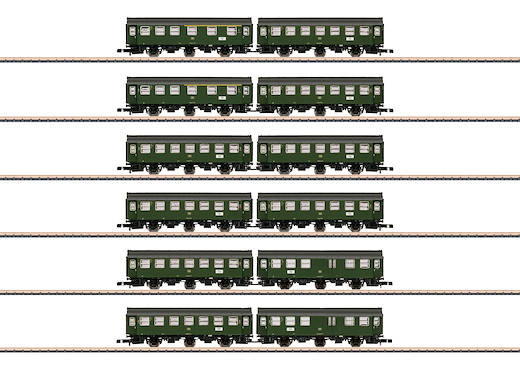 Set mit 6 Umbauwagen-Paaren im Display, DB