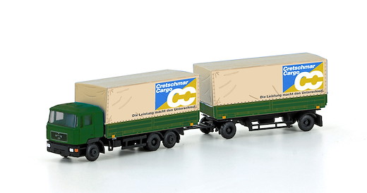 MAN F90, 3-achs Wechselpritschen-Hängerzug Cretschmar Cargo