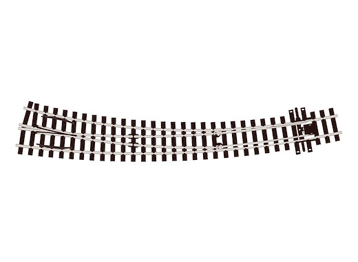 Code 75 10° Bogenweiche rechts, Holzschwellen, R 609 mm