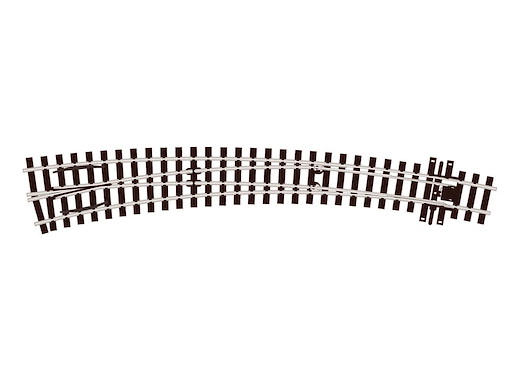 Code 75 10° Bogenweiche links, Holzschwellen, R 609 mm